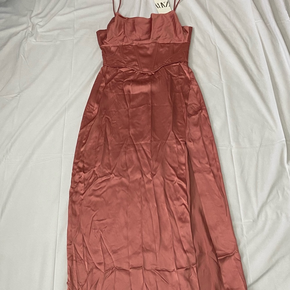 Zara corset cowl neck mauve dress - Picture 3 of 5